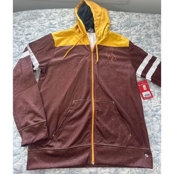 NEW Wyoming Cowboys ProSphere Mens Brown & Gold Full-Zip Hoodie, Large - Picture 2 of 10